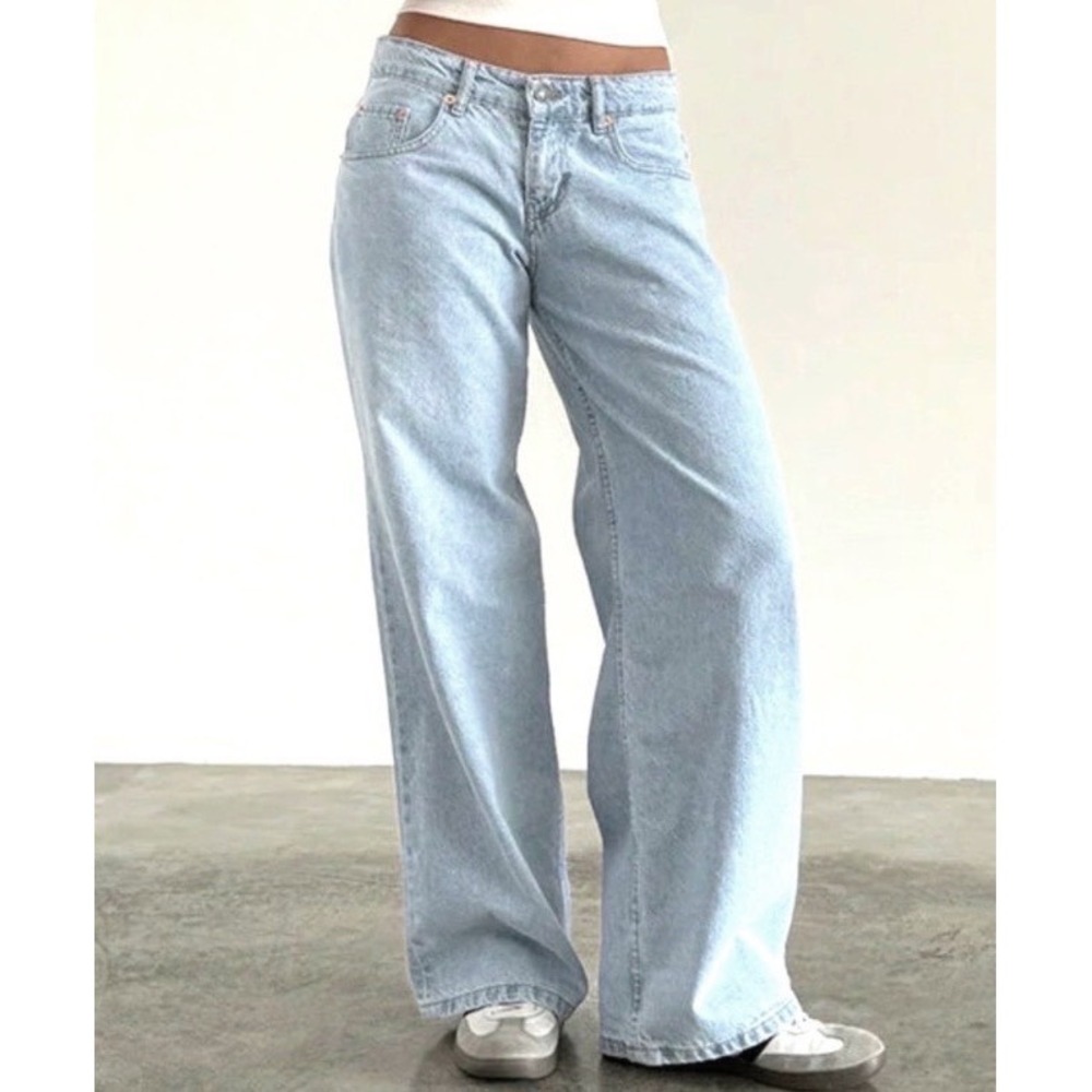 Motel Rocks Wide Leg Baggy Jeans Light Wash High Rise Women Size M Indie Retro